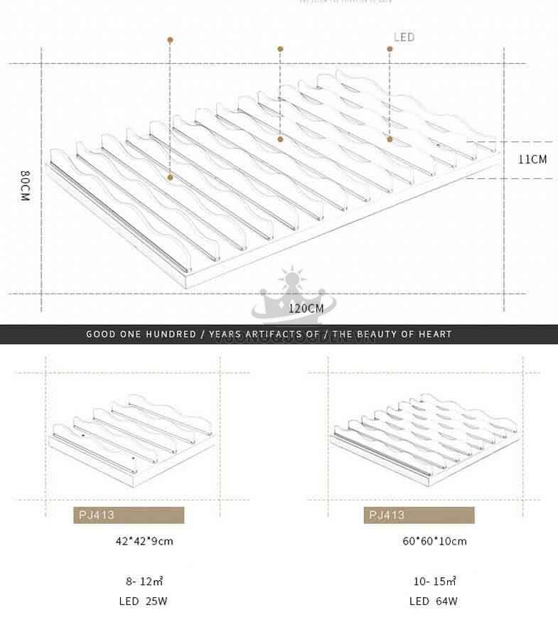 Đèn ốp trần LED làn sóng PJ413-15